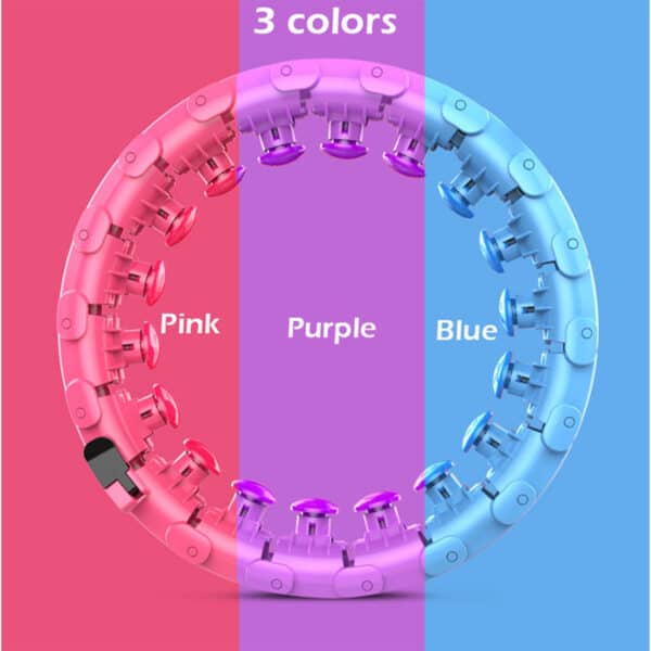 Drei verschiedene Farben des Smart hula Hoop: pink, lila, blau