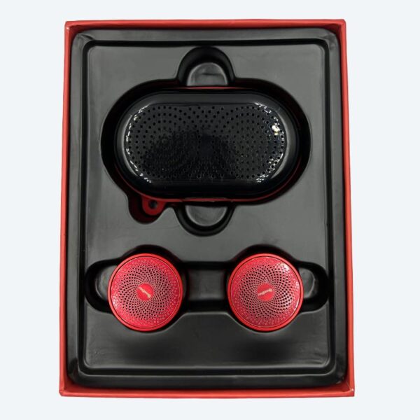 Mini-Speaker magnetisch wireless rot Box offen