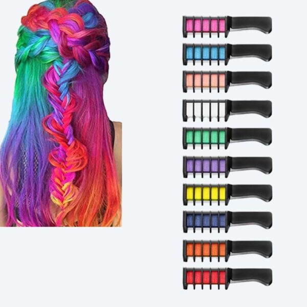Haarkreide-Kamm 10 Farben