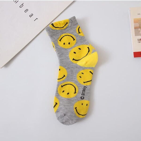 Smiley Socken in grau mit gelben Smileys