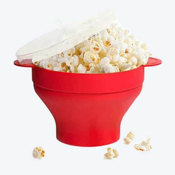 Popcornmaker rot mit Popcorn