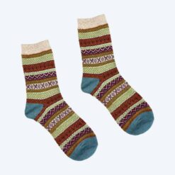 stricksocken-blau-orange-gruen